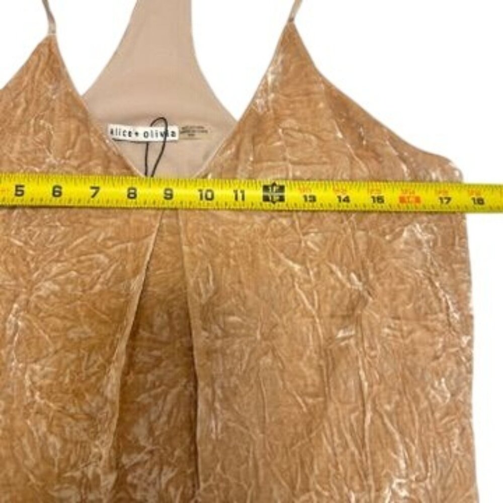 Alice + Olivia Fierra Crushed Velvet Cream Gold Tank Mini Dress Size M NWT $295 - Picture 7 of 10